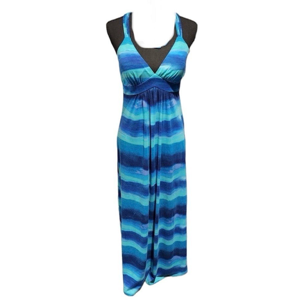 Degrees Blue & Green Halter Maxi Dress Sz S